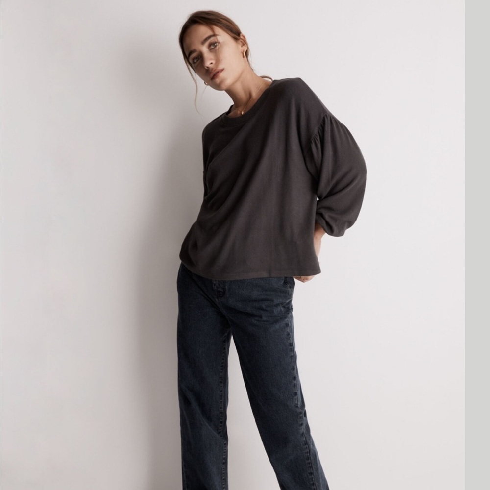 NWT Madewell Dreamiest Knit Long-Sleeve Tee in Coal Gray Size XS